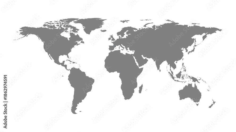 Fototapeta premium A gray world map on a white background