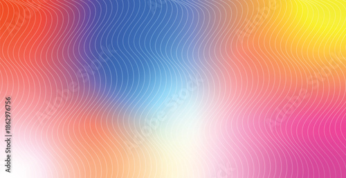 A bright abstract rainbow background features a colorful gradient pattern with geometric vector shapes and blurred light textures to create a vibrant decorative wallpaper illustration