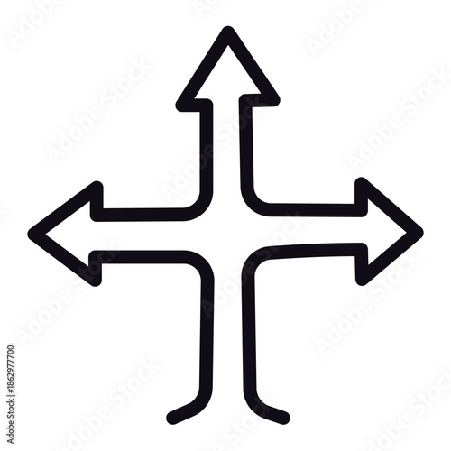 Four arrows pointing in different directions a striking graphic silhouette