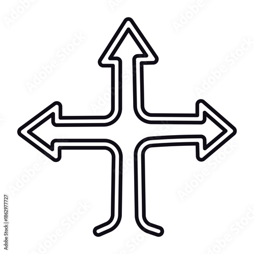 Four arrows pointing in cardinal directions a simple graphic silhouette