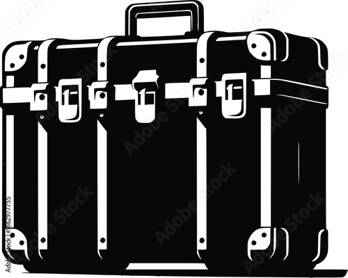 Vintage stacked travel trunks illustration in a black and white style