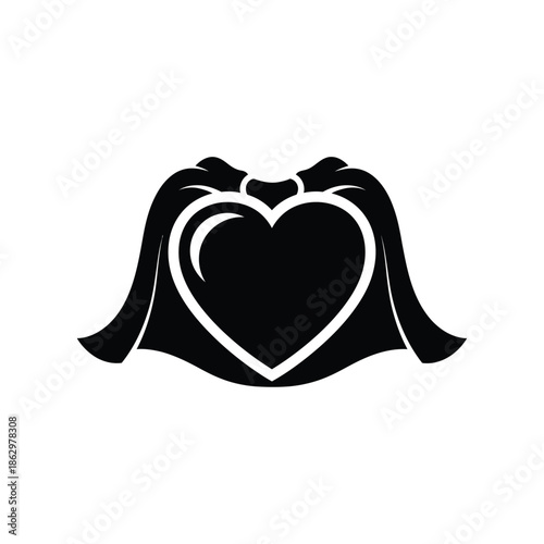 Black silhouette of hands holding heart