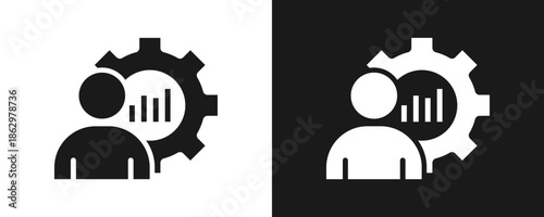 Operations Management Icon Set Glyph In White And Black Background