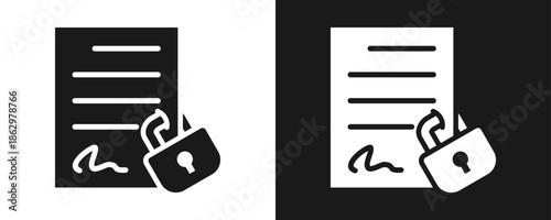 Non Disclosure Agreement Icon Set Glyph In White And Black Background