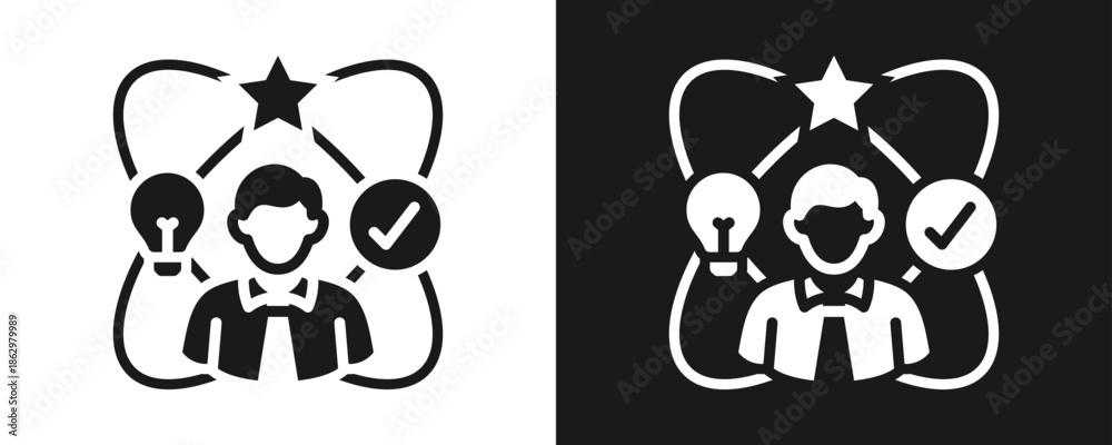 Naklejka premium Employee Experience Icon Set Glyph In White And Black Background