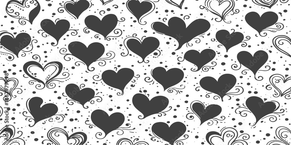 Fototapeta premium Seamless pink heart pattern vector illustration for Valentine's Day and romantic wedding card design