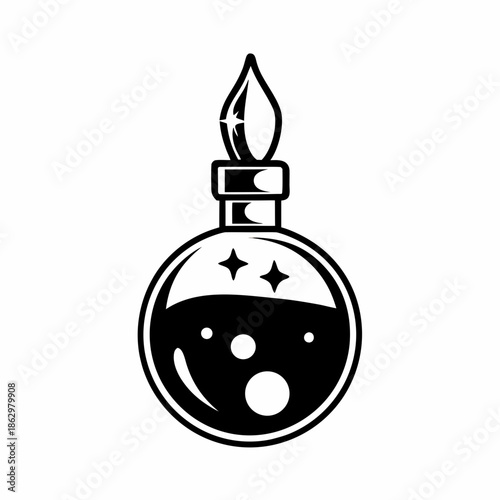 potion bottle icon silhouette in flat style for fantasy and magic design