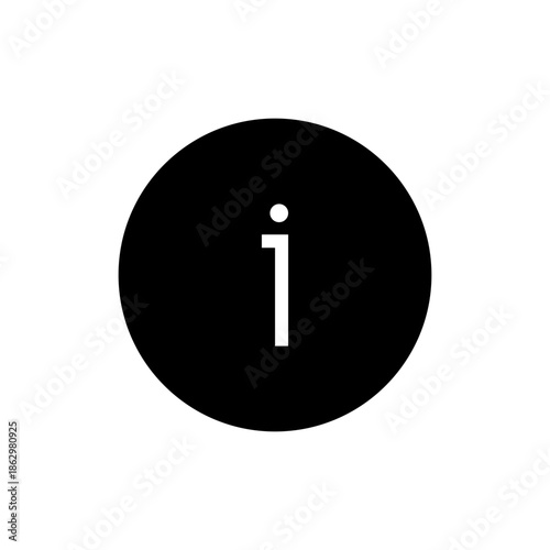 Black circular information icon with a white lowercase 'i' for help and details