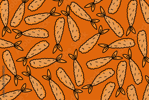 Seamless Tempura Doodle Japanese Food Background