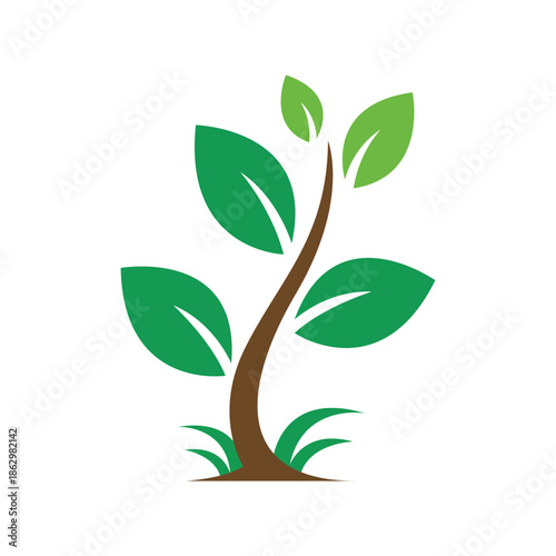 Dynamic illustration of a vibrant green plant sprout, symbolizing organic growth, environmental sustainability, and the concept of new life and natural development