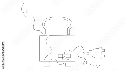 one line art toaster vector illustration. line art, one continuous line, simple, hand drawn and sketch style. for icons, symbols, signs or logos .