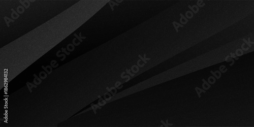 Modern black white abstract background. Minimal. Gradient. Dark grey banner with geometric shapes, lines, stripes, triangles. Design. Futuristic. Cut paper or metal effect.vector eps10