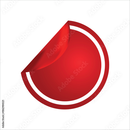 Red Circular Sticker With Peeled Corner label circle