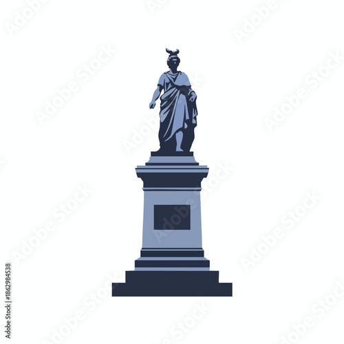A statue of a draped figure atop a pedestal on a stepped base