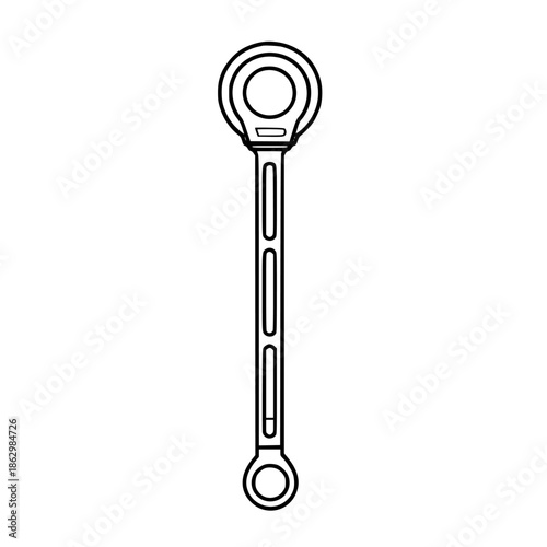 Elegant monochrome mechanical wrench design | Clean, isolated vector art for creative projects.