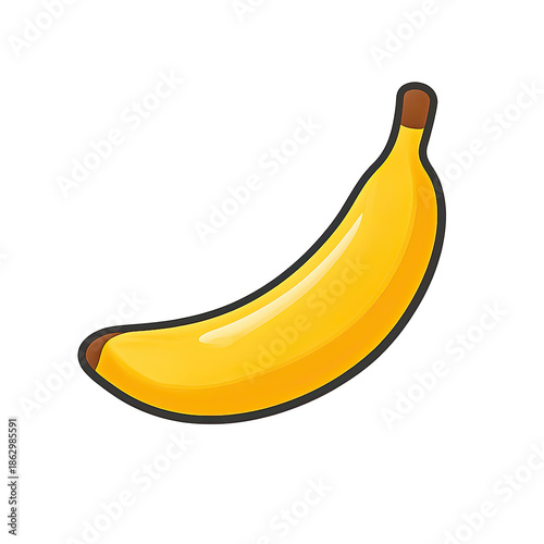 Vibrant yellow banana on black background