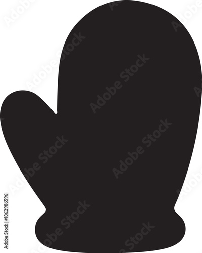 A black mitten on a plain white background