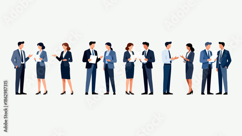 Business people in suits interacting