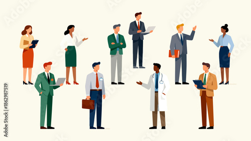 diverse business people in professional attire