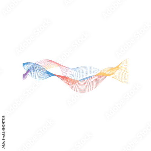 Smooth abstract colorful wave background featuring flowing rainbow curves and light motion patterns in a vibrant vector design