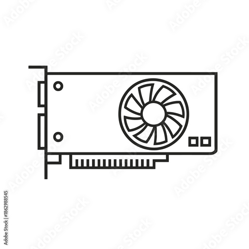Graphics processing unit icon with precise geometry in black flat vector style. Clean GPU hardware symbol for apps, websites, and enterprise interfaces.