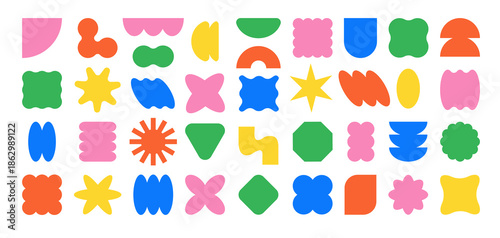 Y2k Figure Sticker, Abstract Badge Vector Kit. Vibrant shape Bundle Y2K star, triangle, square and abstract form png. Retro graphic perfect for trendy sticker, logo and creative decoration template