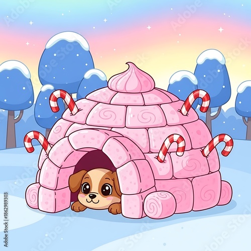 Cozy Winter Pup - A Sweet Treat Igloo Adventure.