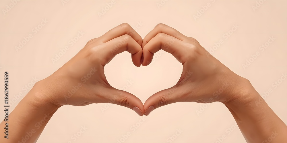 Fototapeta premium Hands Creating Heart Shape Gesture Symbolizing Love and Connection