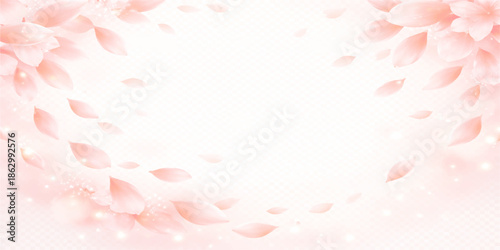 Pink rose petals background with soft floral design for a beautiful heart-themed wedding card