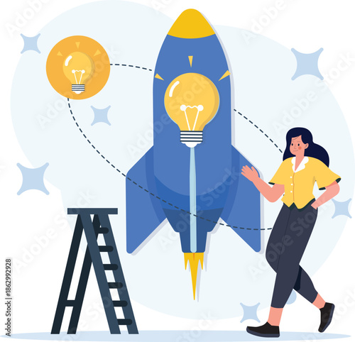 Woman with great idea - Female person coming up with new creative ideas