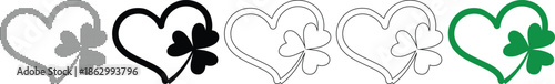 Collection of Heart Shapes with Shamrocks for St Patricks Day