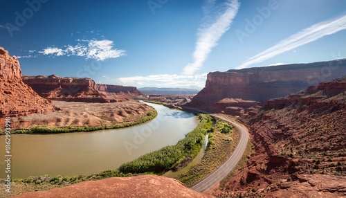 Colorado River Along Potash Road And Little Canyon Near Moab Utah
