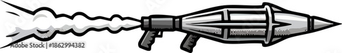Cartoon RPG Rocket Launcher Firing Weapon Illustration Graphic