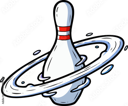Dynamic Bowling Pin Illustration with Swirl Effect
