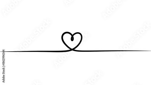 Continuous drawing of a heart symbol integrated with a horizontal divider