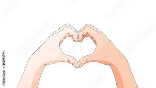 Pair of Hands Forming a Heart Shape Gesture with White Background, Symbol of Love and Care