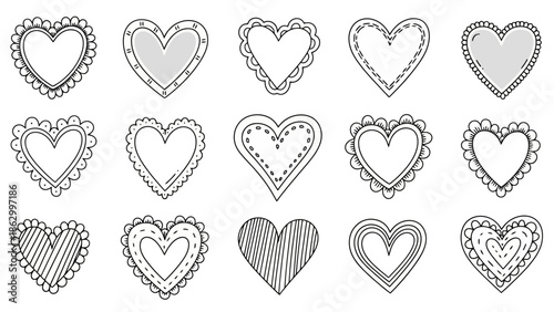 Hand Drawn Heart Collection: Romantic Doodle Icons for Design and Illustration