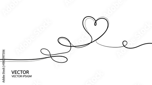 Simple black line art heart shape with a continuous single line on white background.