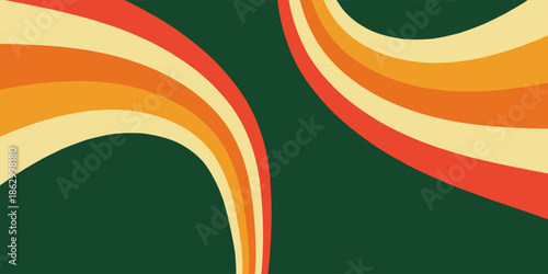abstract background with curve and wave in layer of color from orange to dark green can be use for technolgy and energy company presentation advertisement food and drinking product label vector eps.