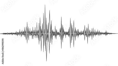 Abstract Sound Wave Pattern Digital Audio Visualization Isolated White Background, Complex Dynamic Frequency Display