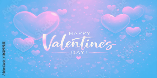 Happy Valentine's Day card illustration: romantic pink heart vector design, a symbol of love and celebration