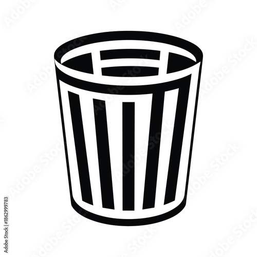 Black and white trash can icon