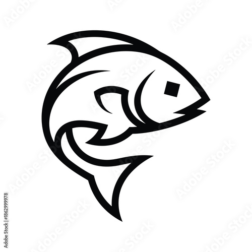 Black and white fish logo design