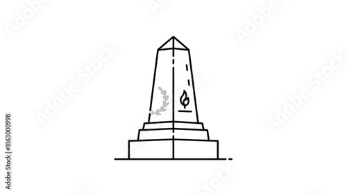 Obelisk monument line icon, vector outline sign, linear style pictogram isolated on white. Symbol, logo illustration.