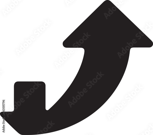 Curved Up Arrow Icon – Growth and Progress Symbol