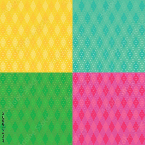 Argyle pattern. Diamond shapes background. Vector colorful bright set

