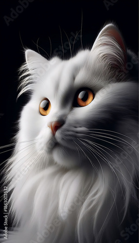 black and white cat portrait wallpaper