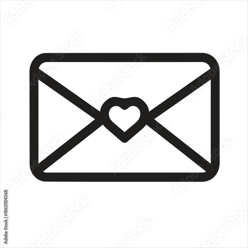 Envelope Icon with Heart Symbol for Love Communication.