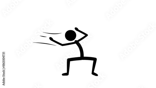 Dynamic Stick Figure Man Running Fast with Energetic Motion on Isolated White Background