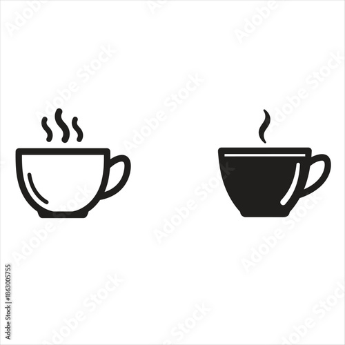 Simple Illustration of Two Coffee Cups with Steam.